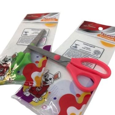 Imagem de Kit 2 Tesouras Inox 12,5cm Escola e Escritório Exclusivo - Filó Modas,