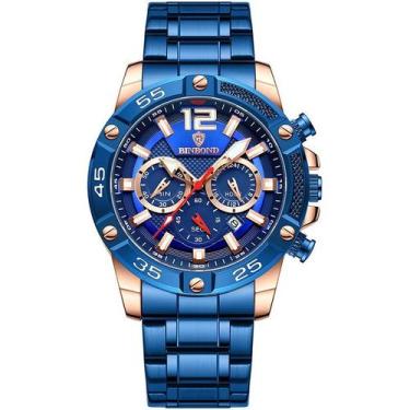 Imagem de Relógio de quartzo luminoso impermeável masculino, marca binbond, Azul