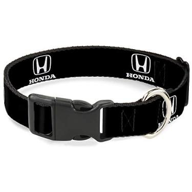 Imagem de Coleira de cachorro clipe plástico logotipo Honda preto branco 40 a 58 cm 3,8 cm largura