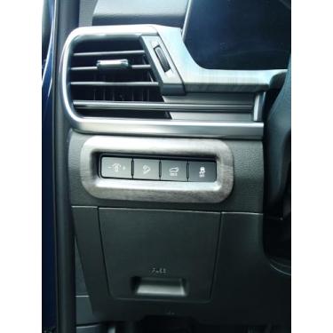 Imagem de JUIVEEL Capa de painel de ajuste frontal estilo grão de madeira fosca capa de painel de botão de farol interior compatível com acessórios Kia Telluride 2020-2022