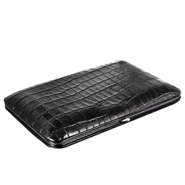 Imagem de Pequeno Caixa de charutos ultrafina com acabamento em couro, caixa de charutos com interior de madeira de cedro, capa dupla face pode acomodar até 5 charutos Feito à mão