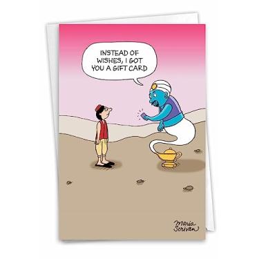 Imagem de NobleWorks Vale-presente Genie - Cartão de aniversário com envelope (4,63 x 6,75 polegadas) - Unusual Genie C3327BDG