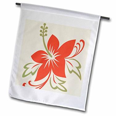 Imagem de 3dRose Fl_44332_1 Flor Havaiana Tangerina em um fundo cinza claro Bandeira de jardim, 30 x 45 cm