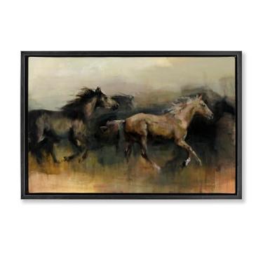 Imagem de Stupell Industries Roaming The West Horses Framed Floater Canvas Wall Art Design por Marilyn Borglum, moldura flutuante preta, 63 x 43 cm