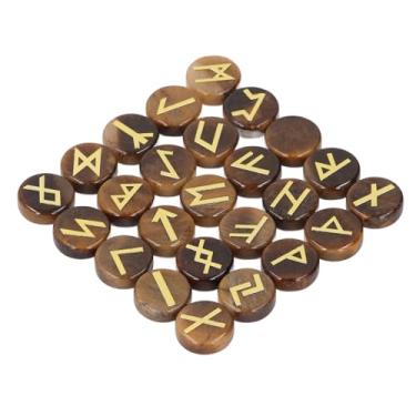 Imagem de Conjunto de 25 Pedras Rúnicas, Símbolo Gravado Dourado, Símbolos de Riqueza e Sorte, Artesanato e Meditação, para Prática de Ioga, Jogos de Tabuleiro e Decoração (Pedra Olho de