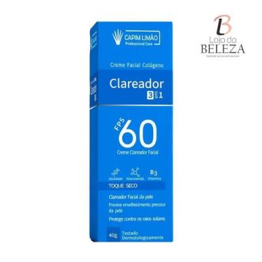 Imagem de Creme facial colageno clareador c/fps 60 40gr - capim clinical