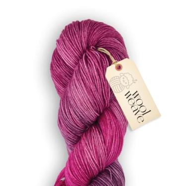 Imagem de Woolweave Fio de peso para dedos – Fio de meia rosa tingido à mão, 75% lã de merino extrafina e 25% poliamida, 100 g de novelo, 438 jardas - leve, macio e durável
