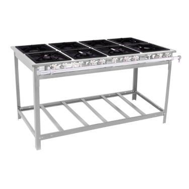 Imagem de Fogão Industrial Profissional Extra Inox 8 Bocas 4 Duplas Com Espera Para Forno Ei8d4e - Venâncio
