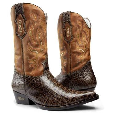 Imagem de Bota Masculina Cano Longo Texana Couro Country Capelli Boots Café 37, 
