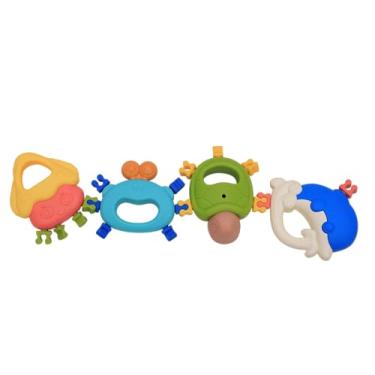 Imagem de Zippy Toys, Kit de Brinquedos Mordedores Macios para Bebês de Até 36 Meses Coloridos Fundo do Mar 4 Peças