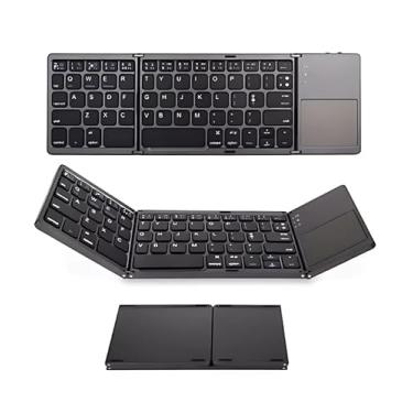 Imagem de Teclado Dobrável Sem Fio com Touchpad, Bluetooth, Portátil, Preto