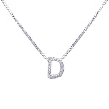 Imagem de Colar inicial cravejada Banhado Prata 925 - Papillon Semi Jóias