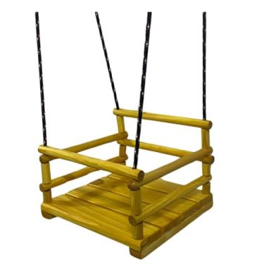 Imagem de Balanço Cadeirinha Infantil de Madeira Suspenso com Corda Certificado pelo Inmetro