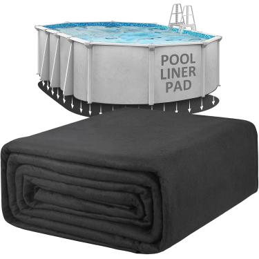 Imagem de POOLHACKER Forros ovais de piscina de 25 x 38 cm para piscinas acima do solo, material geotêxtil durável, fácil de instalar, prolonga a vida útil da linha, enchimento embaixo da piscina