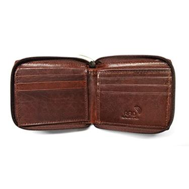 Imagem de Carteira de couro com zíper e bloqueio RFID (marrom), Marrom, Carteira RFID