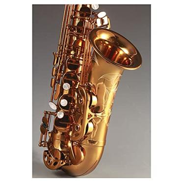 Imagem de Saxofone Profissional Alto EB Tune Saxofone Latão Instrumento Musical Dourado Laca Sax com Estojo Bocal Latão Sax Kit para Iniciantes