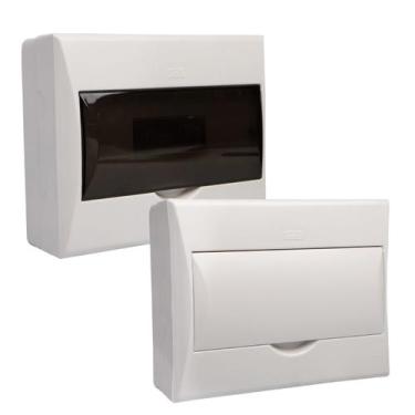 Imagem de Quadro Distribuição 12 Disjuntores Sobrepor Caixa Disjuntor Branco Fum