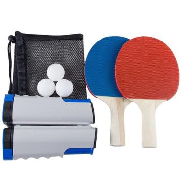 Imagem de Kit Ping Pong Com Rede Retrátil + 2 Raquetes + 3 Bolinhas + Bolsa - MH