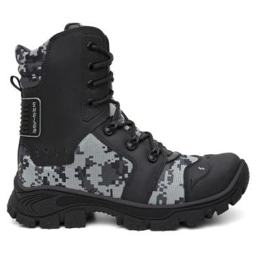 Imagem de Bota Cano Longo Couro Premium Biqueira Pvc Shelga Boots, Cinza Camufla