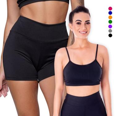 Imagem de KIT conjunto TOP ALÇA FINA bojo + SHORT Leg LEGGING BÁSICO Academia Cor:;Tamanho:G;Gênero:Feminino-Feminino