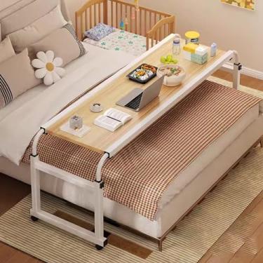 Imagem de Mesa de cama, mesa de cama com rodinhas, altura ajustável, mesa sobre a cama, mesa para computador móvel, estação de trabalho e laptop