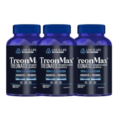 Imagem de Kit 3 TreonMax Magnesio Treonato 500 Mg 60 Capsula Puro Original Porção de 1000 Mg