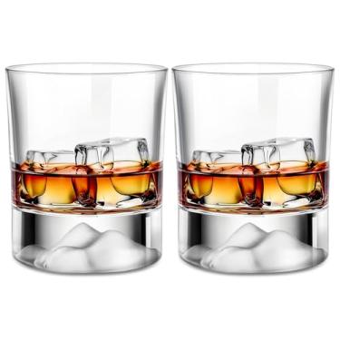 Imagem de LUXU Copos de uísque de cristal (conjunto de 2) - copos escoceses de 300 ml, copos de coquetel de base pesada, copos de estilo para rum, 2 copos de pedra em caixa de presente - presente feito à mão para bourbon, conhaque