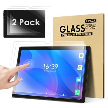Imagem de DETUOSI Pacote com 2 protetores de tela para tablet de 10 polegadas [9,17" x 5,98" / 233 mm x 152 mm], aba de vidro temperado ultratransparente antiarranhões de 10,1 polegadas, compare o tamanho da