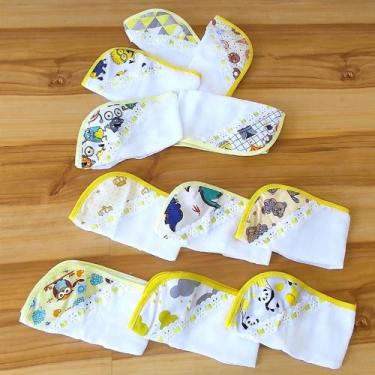 Imagem de Toalhinhas de Boca Bebê Kit Higienização com 11 Unidades 100% Algodão 