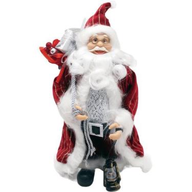 Imagem de Decoração Papai Noel Com Casaco Saco Presentes Lampião 30cm - Gici Imp