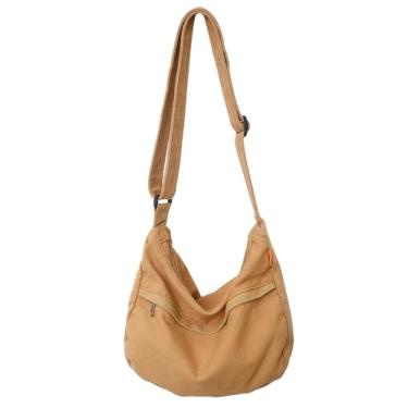 Imagem de HAN-LBG Bolsa tiracolo Hobo masculina e feminina, bolsa de ombro casual com alças ajustáveis, bolsa carteiro leve para viagens, caminhadas, trabalho, marrom, tamanho único, Marrom, One Size