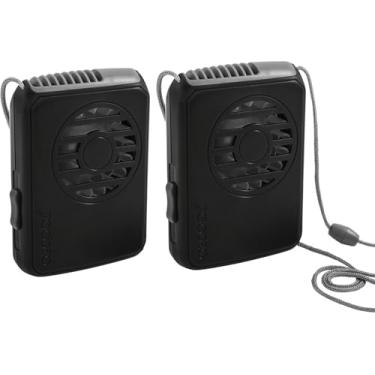 Imagem de O2COOL Ventilador de colar de luxo, alimentado por bateria com cordão ajustável, pacote com 2, preto