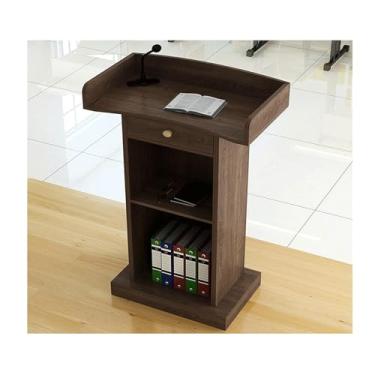 Imagem de WUHUQN Lectern Podium Stand, Simple Podiums Laptop Desk Podium Stand with Drawer and Open Storage Lecterns Laptop Desk Density Board Standing Lectern,
