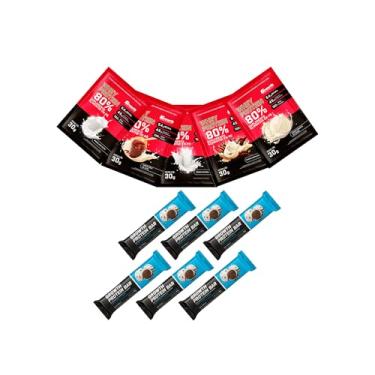 Imagem de Combo - Whey protein concentrado sachê 30g 5un (Natural, Cappuccino, Leite em pó, Sorvete de creme e Doce de leite) e Whey protein Barra 30g 6un (sabores diversos) - Growth (Único, Cookies)