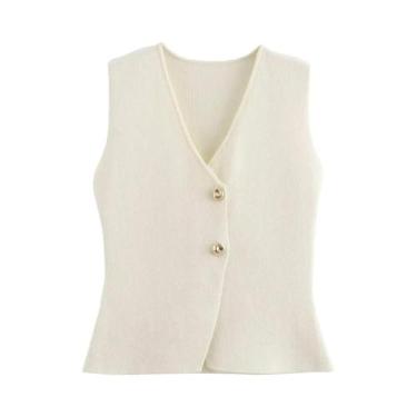 Imagem de Conjunto Feminino de Verão em Malha - Colete com Decote V e Saia Longa