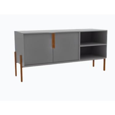 Imagem de Rack LOFT grande Lateral MDF Cinza e Madeira 134x67x44