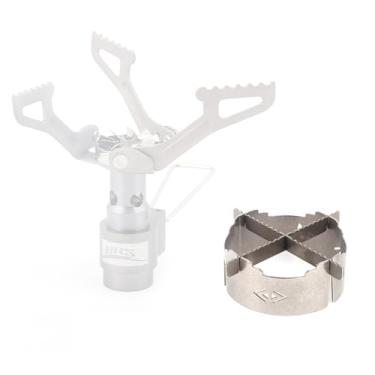 Imagem de BRS Fogão 3000T para-brisas de titânio com caixa de armazenamento para acampamento ao ar livre ultraleve (cinza com suporte)