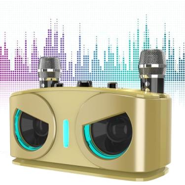 Imagem de Caixa de som Bluetooth profissional para karaokê com design de coruja - diafragma duplo, controle por aplicativo, remoção de voz original, efeitos de eco, bateria de 2400 mAh + 800 mAh, portátil
