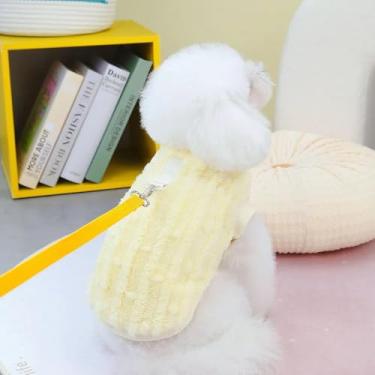 Imagem de Roupa roupinha para cachorro pet gatos colete para cachorro blusa para cachorro sueter para gatos(MODELO 3 - AMARELO,L (PEITO - 42CM))