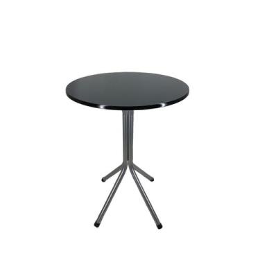 Imagem de Mesa Bistrô Baixo Cinza com Tampo Redondo Preto - Fortmix