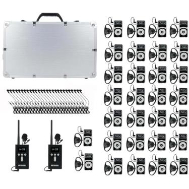 Imagem de Retekess Sistema de guia turístico sem fio T130P (3ª geração T130), sistema de tradução de igreja, redução de ruído aprimorada, fones de ouvido de guia turístico para fábrica, escola (2 transmissores,