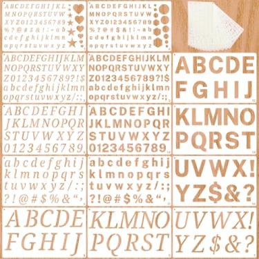 Imagem de Estênceis de letras de 1/2, 3/4, 1, 5 polegadas para pintura, pacote com 14 números de plástico reutilizáveis e estêncil do alfabeto para projetos de arte de artesanato (9,8 x 5,9 polegadas)