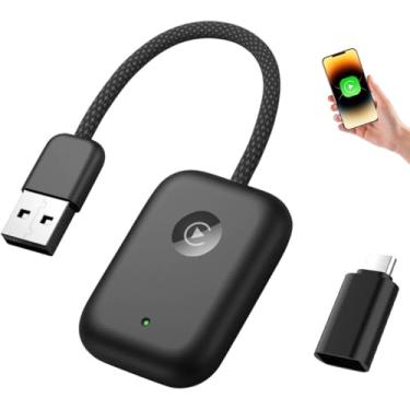 Imagem de YINDUZ Adaptador automotivo Android sem fio – conexão instantânea, conversor de dongle USB Carplay sem fio com fio Carplay para sem fio, adequado para carros CarPlay com fio embutido (carbono)