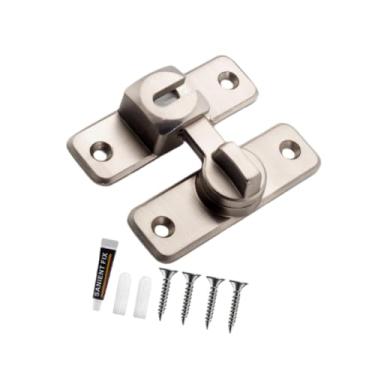 Imagem de Bothyi Fechadura deslizante para porta de celeiro, fechadura universal para porta de guarda-roupa, ferragens para armário de banheiro, celeiro, garagem, Prata