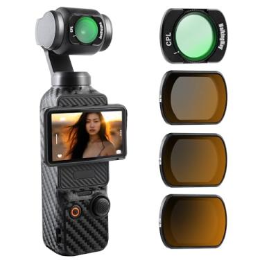 Imagem de Walking Way Conjunto de filtros CPL&ND compatível com DJI OSMO Pocket 3 Creator Combo Kit de acessórios magnéticos, pacote com 4, CPL ND16 ND64 ND256, filtros polarizadores de densidade neutra