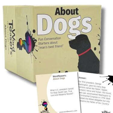 Imagem de ? WORD TEASERS Sobre cães - Jogo de cartas trivia divertido para famílias, casais, festas e viagens - Cartões didáticos para adultos e crianças a partir de 8 a 150 perguntas (Edição sobre cães)