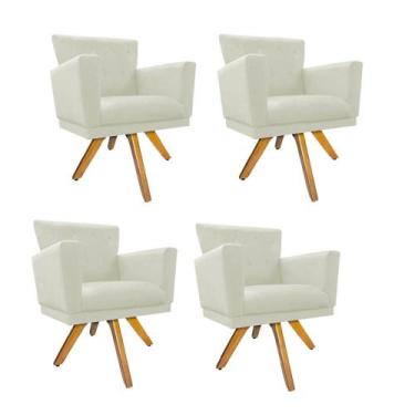 Imagem de Kit 04 Poltrona Cadeira Decorativa  Mind Base Giratória Sala de Estar 