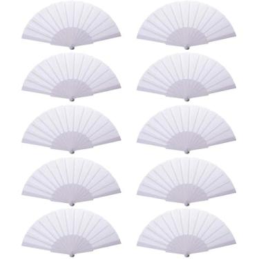 Imagem de GOESUP Pacote com 10 ventiladores de mão brancos dobráveis de verão para meninas e mulheres, decoração de parede