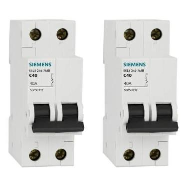 Imagem de Kit 2 Disjuntores Interruptor Bipolar 2P Curva B 10A Siemens