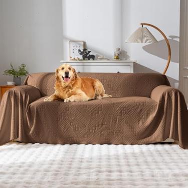 Imagem de YUEANG Capa de sofá impermeável, reversível, adequada para animais de estimação, lavável e antiderrapante para proteção de sofá com 4 almofadas, capas de sofá para cães e gatos (71 × 150 pol/marrom)